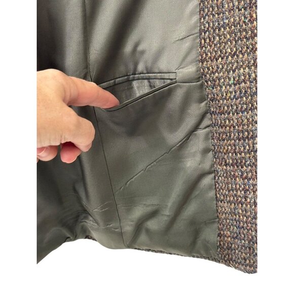 Vintage Harris Tweed Wool Sport Coat Blazer 2-Button Brown Blue Mens Size 38R/S? - Picture 15 of 16